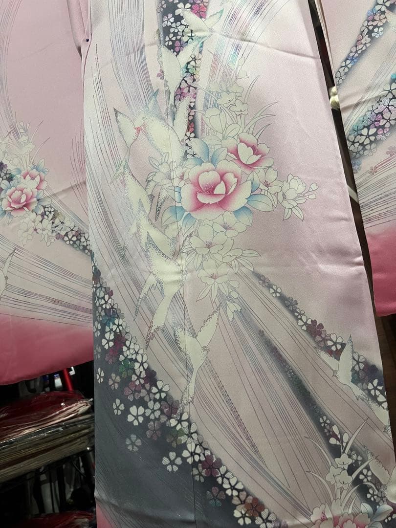 振袖 フルセット ピンク 花柄 シルバー帯 成人式 前撮り