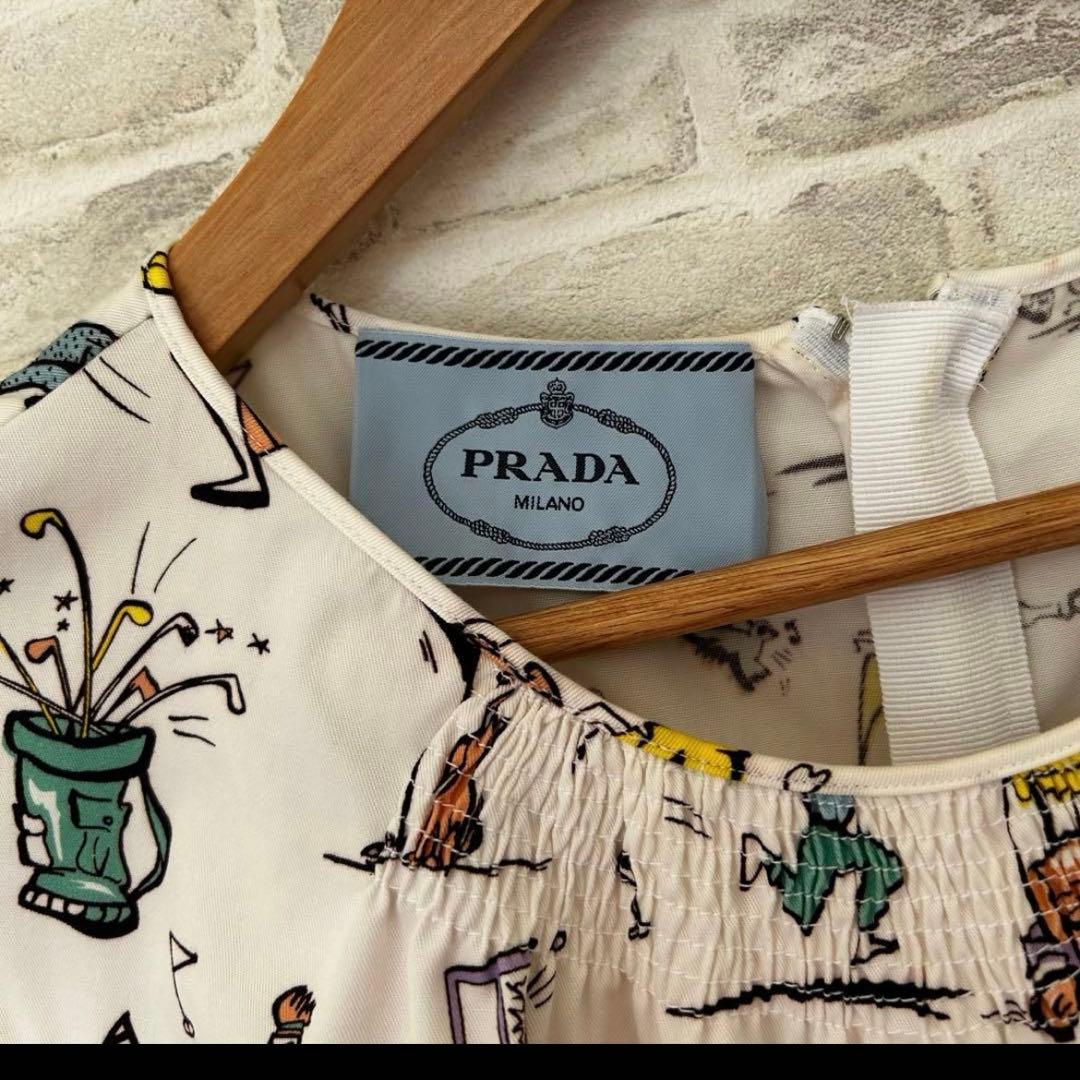 PRADA プラダ ワンピース 38 希少デザイン アート柄 イラストプリント