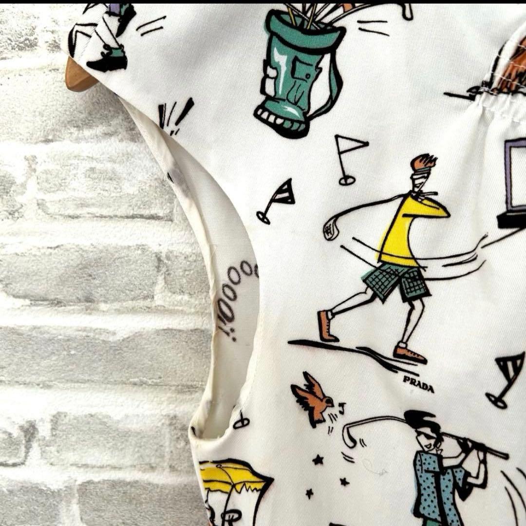 PRADA プラダ ワンピース 38 希少デザイン アート柄 イラストプリント