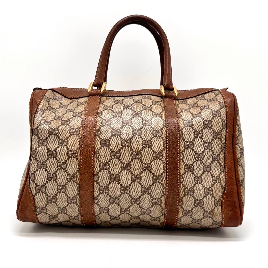 OLD GUCCI ボストンバッグ gg スプリーム レザー PVC ブラウン