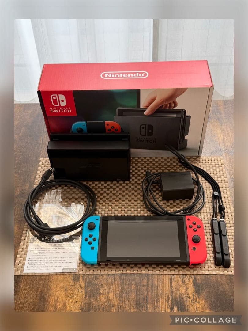 Nintendo Switch 本体 箱付き ブルー/レッド ケース付き
