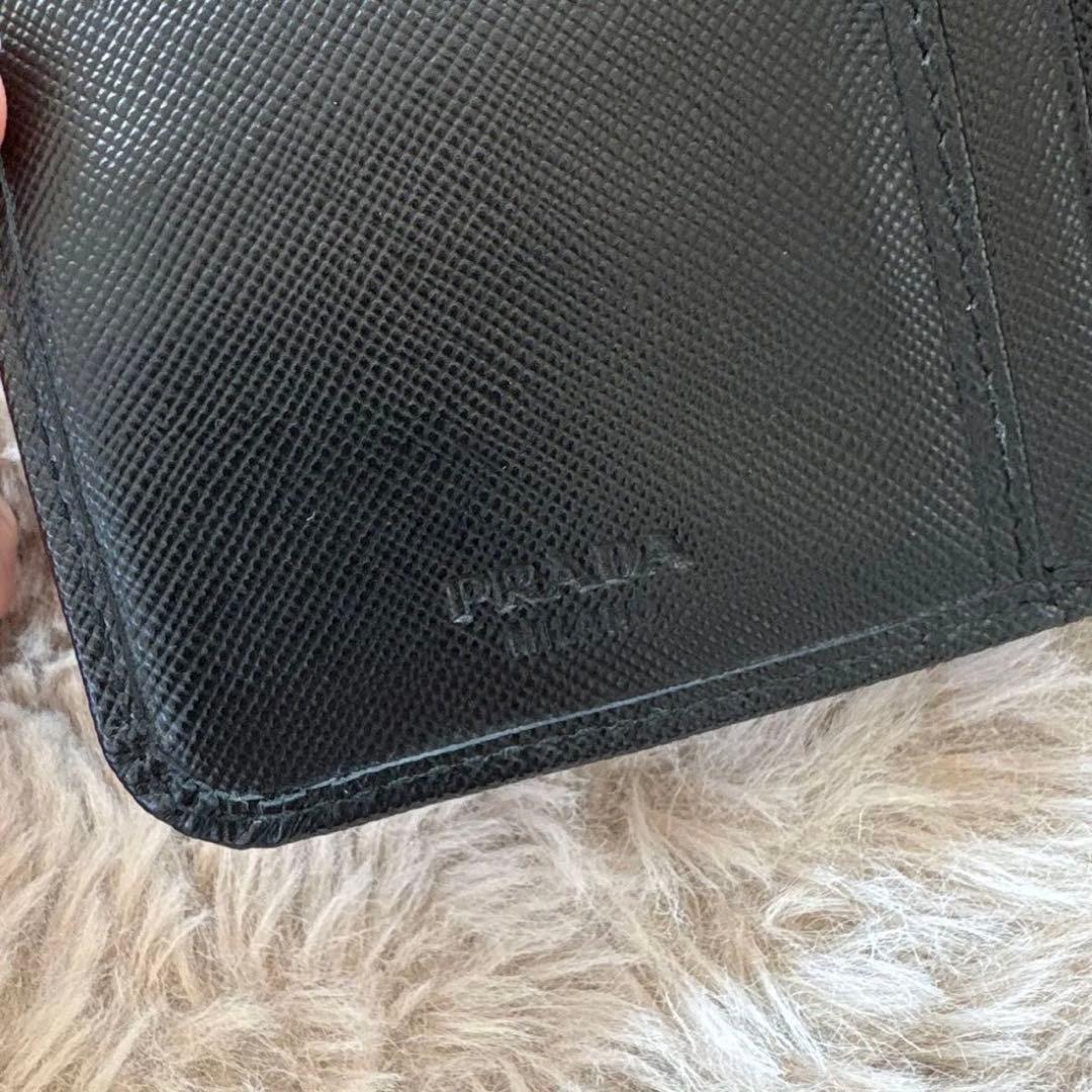 PRADA プラダ サフィアーノレザー 黒 二つ折財布 L字ファスナー