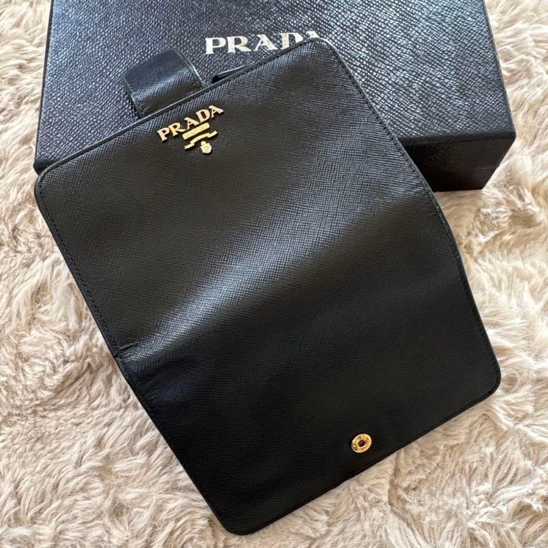 PRADA プラダ サフィアーノレザー 黒 二つ折財布 L字ファスナー