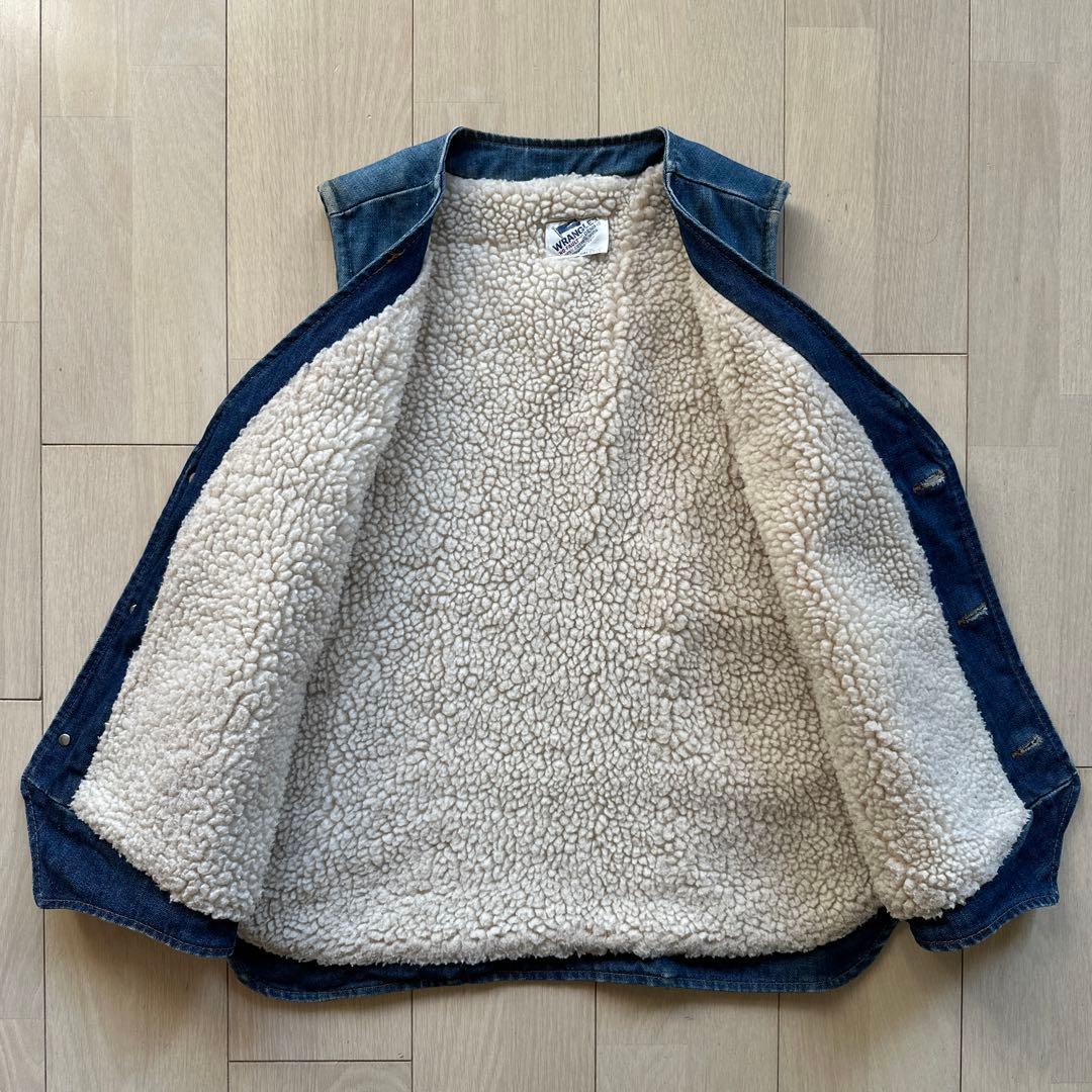 70s USA製 Wrangler ラングラー 裏ボア デニムベスト ジレ ボア