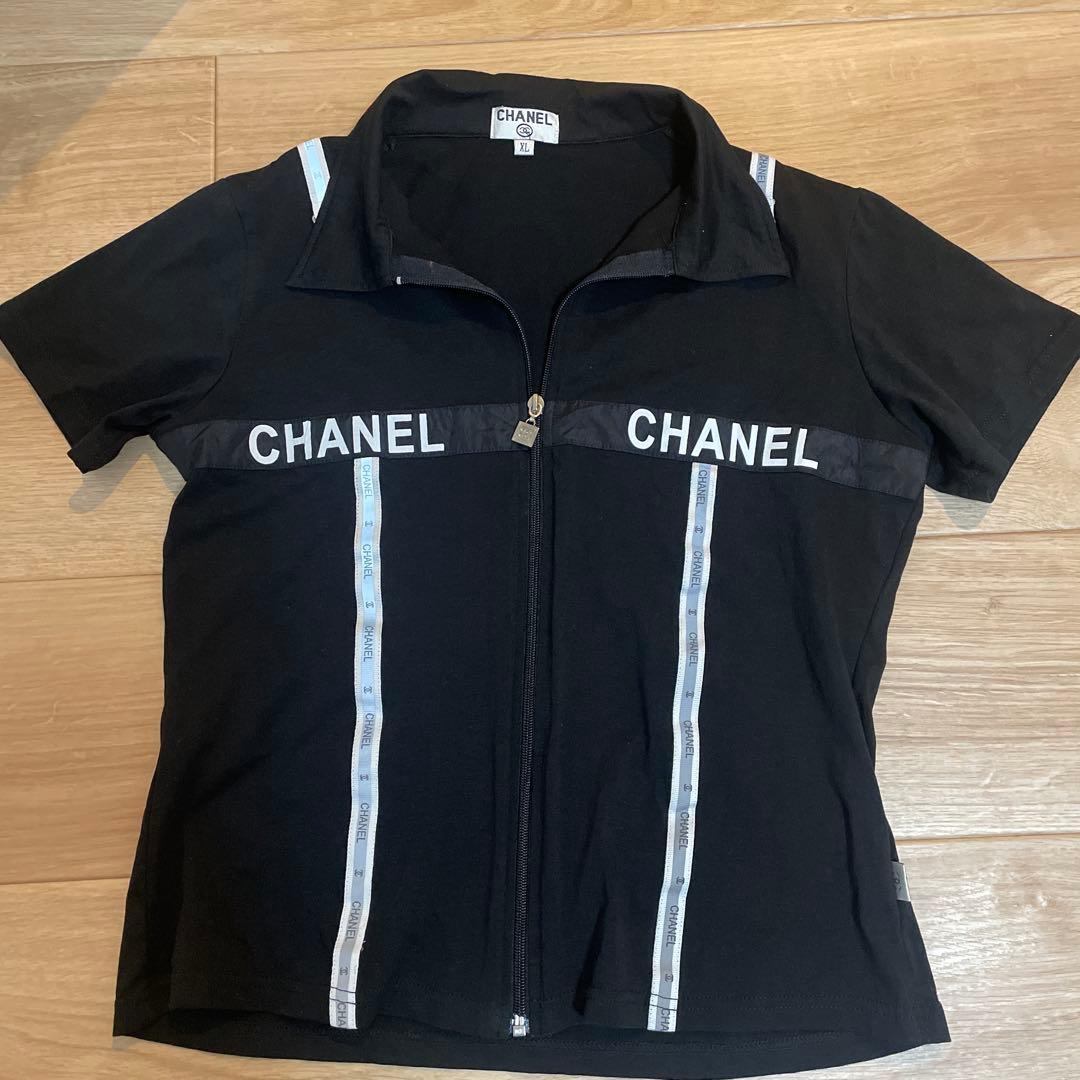 CHANEL ジッパー付きポロシャツ XL