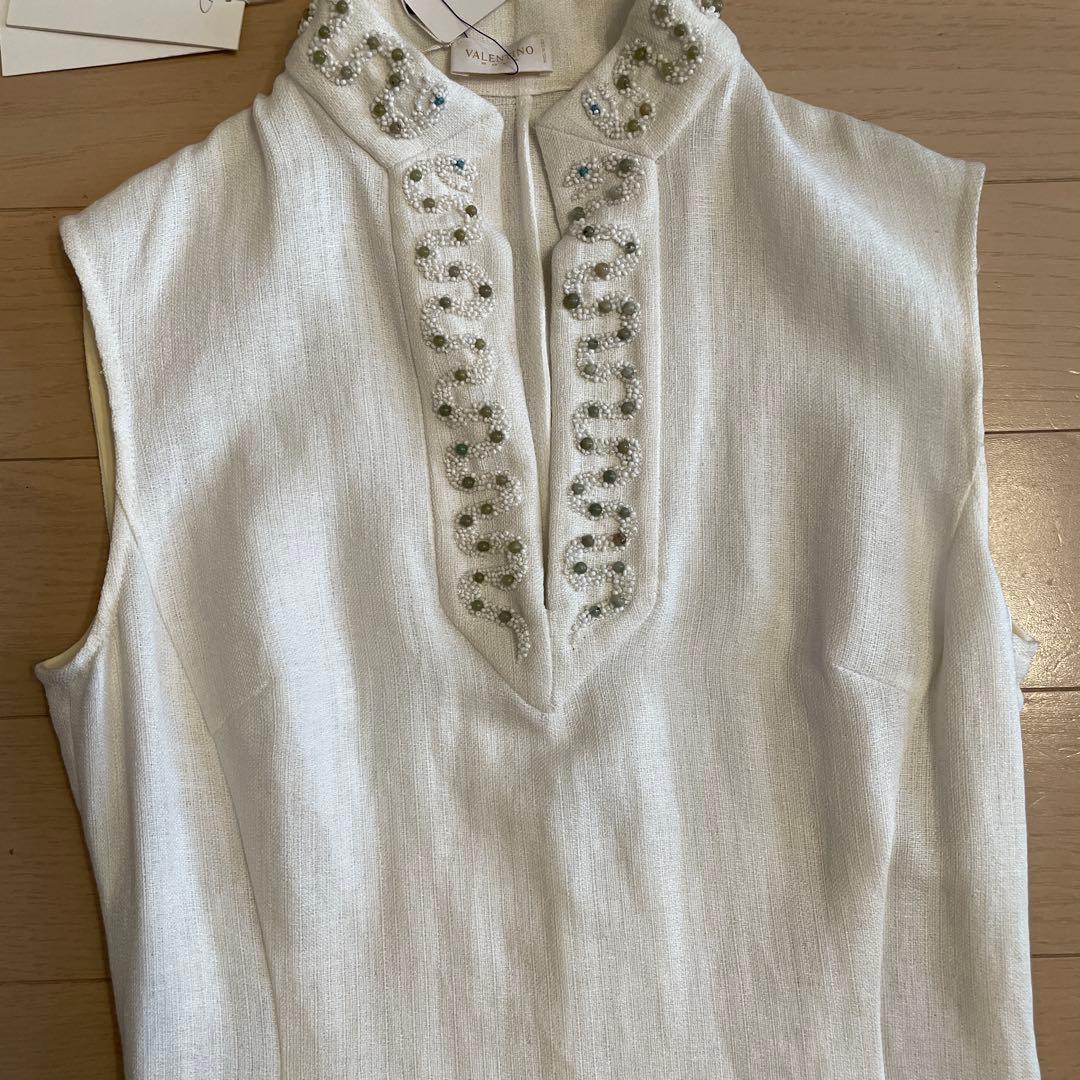 VALENTINO ROMAビジューノースリーブワンピース アイボリー 40/6