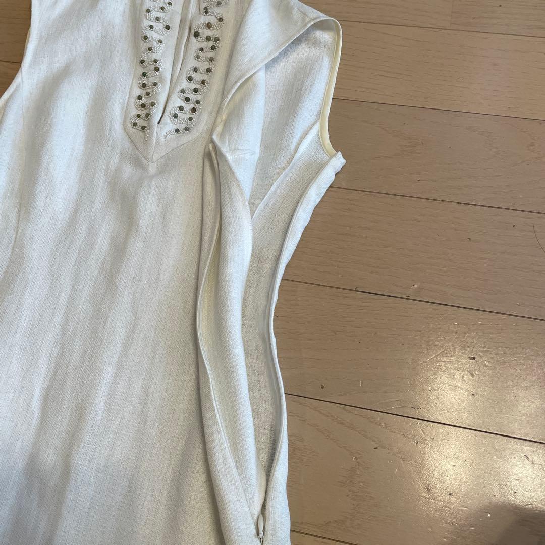 VALENTINO ROMAビジューノースリーブワンピース アイボリー 40/6