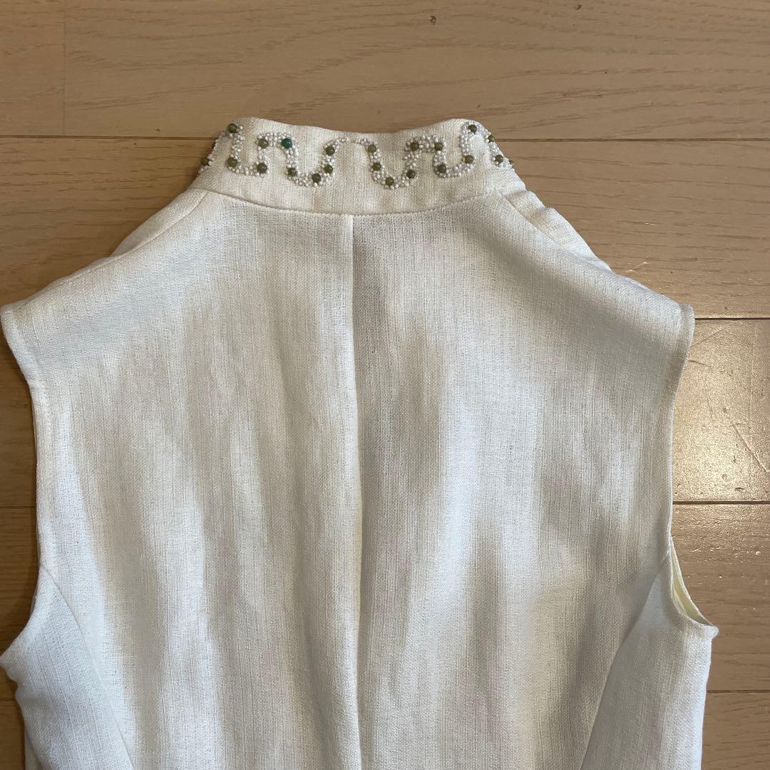 VALENTINO ROMAビジューノースリーブワンピース アイボリー 40/6