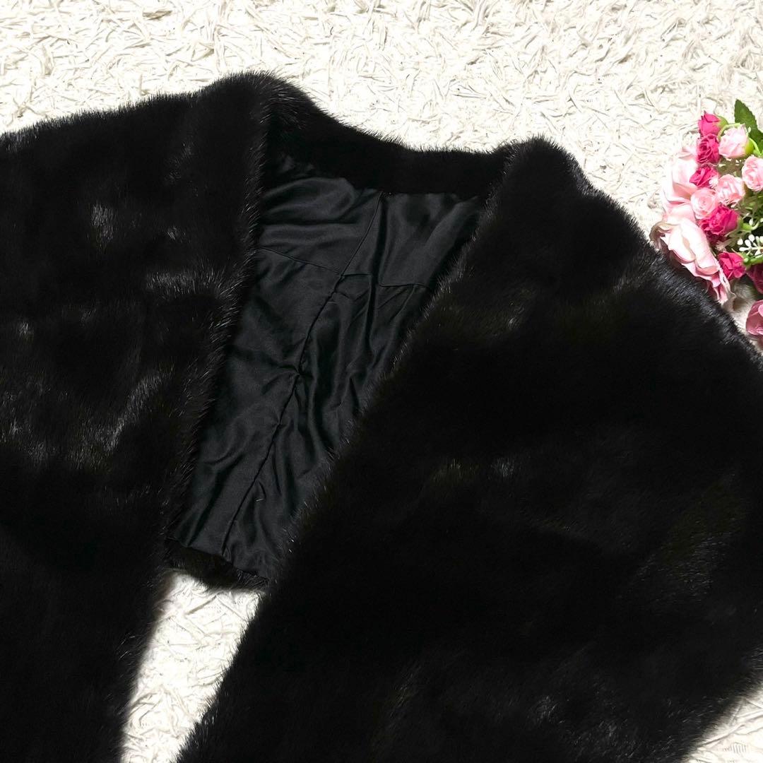 【美品】BLACK GLAMA ショール ミンク ブラック 成人式