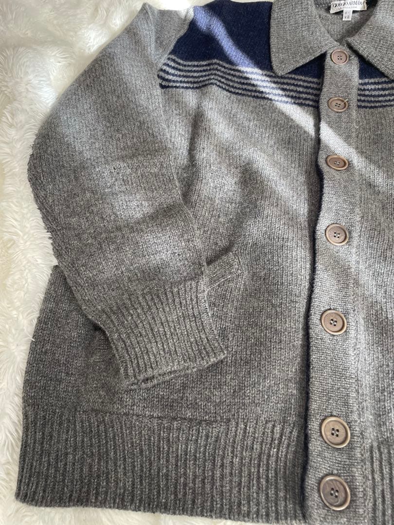 GIORGIO ARMANI グレー ニットカーディガン カシミヤ