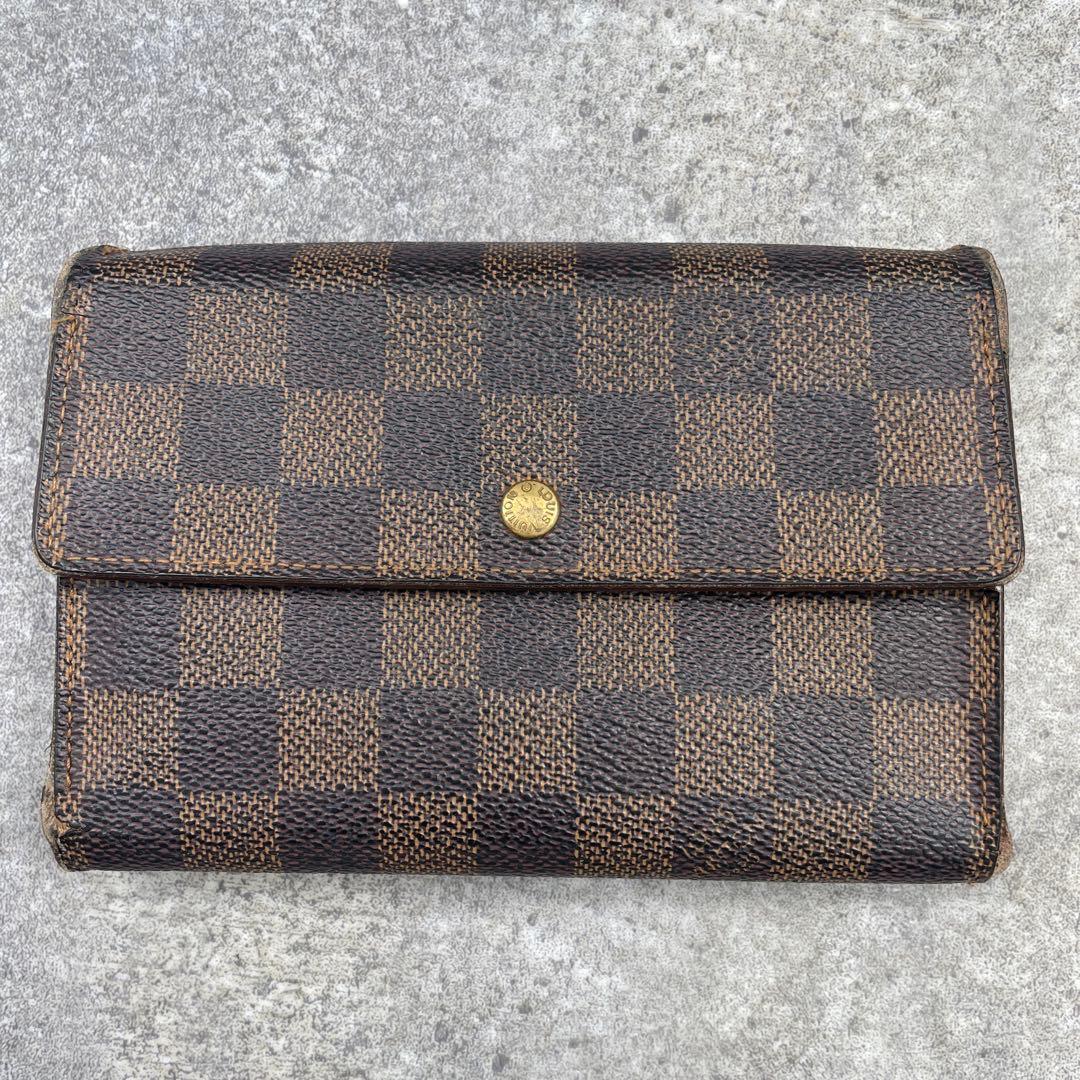 LOUIS VUITTON ルイヴィトン　ダミエ　折り財布　ブラウン　レザー