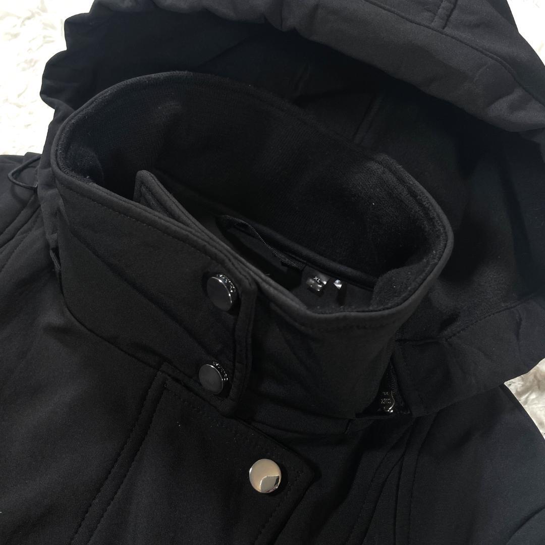 美品✨   フード付ロングコート 黒 XL トレンチコート