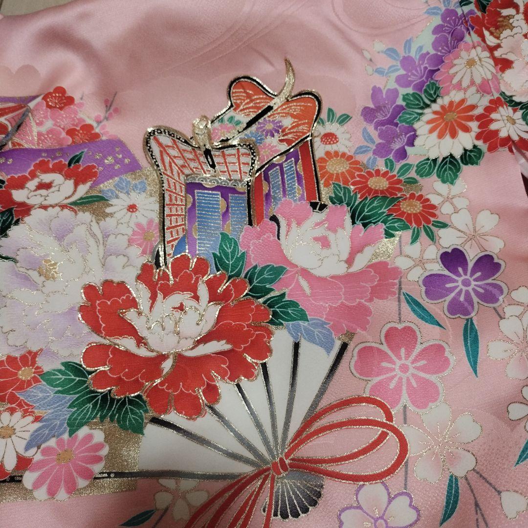 ❀女児 豪華、初参り お着物 牡丹 扇等々