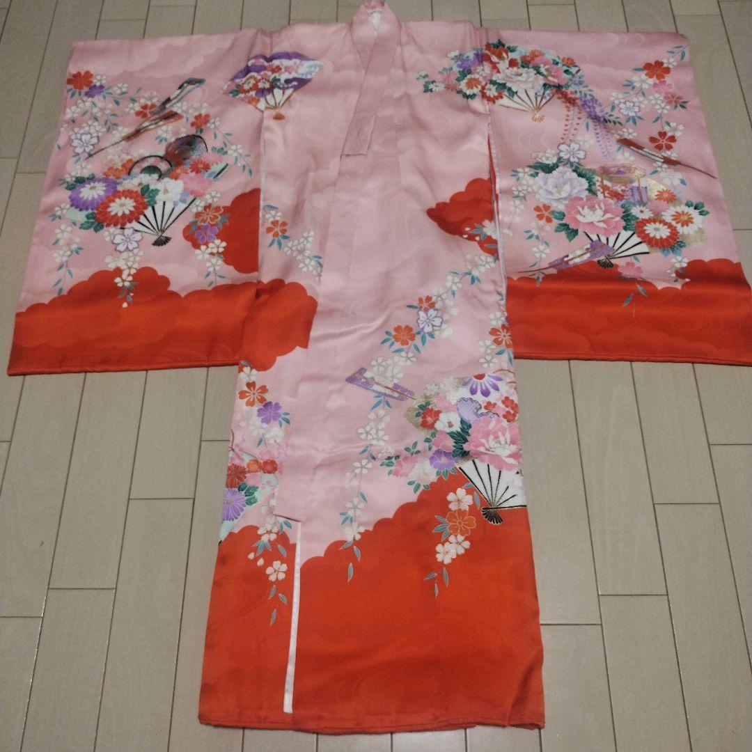 ❀女児 豪華、初参り お着物 牡丹 扇等々
