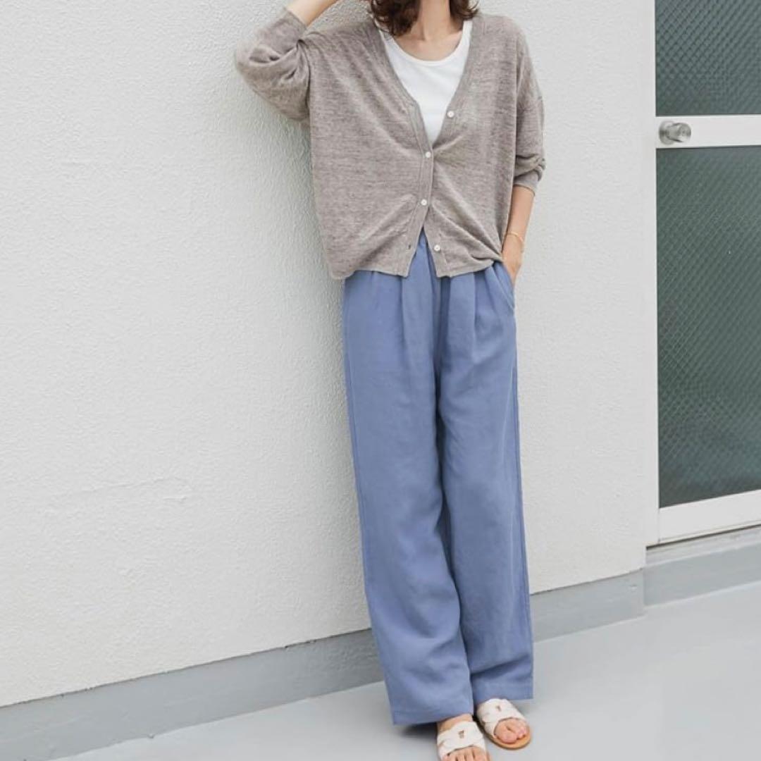 新品タグ付き【DOORS】『UVカット』リネンVネックショートカーディガン