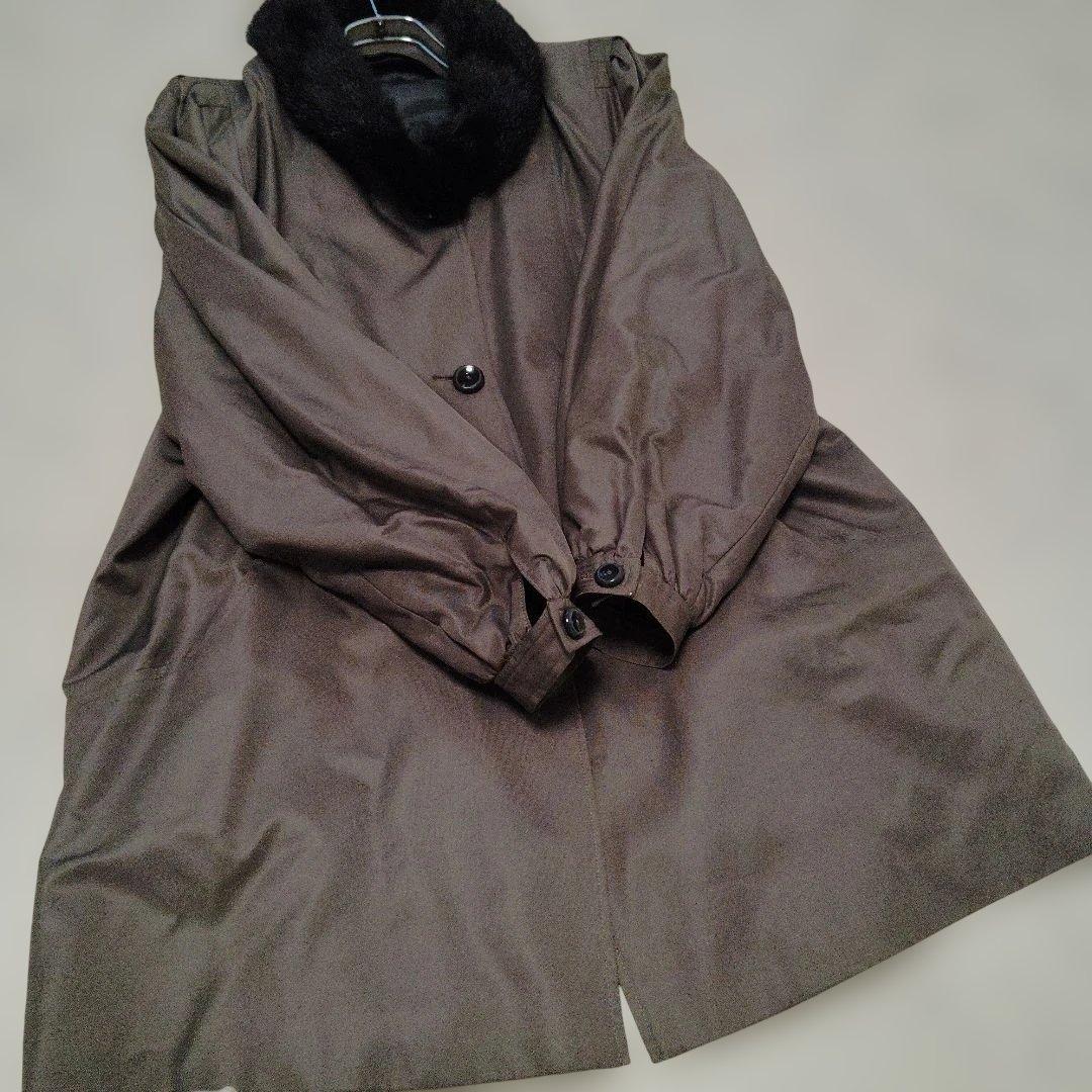 kanebo silk コート ファー付き 絹 シルク L トレンチ アウター