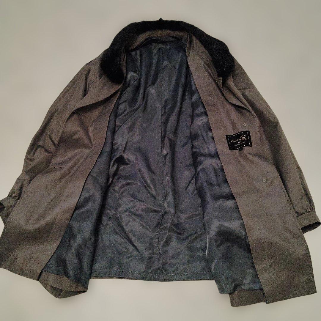 kanebo silk コート ファー付き 絹 シルク L トレンチ アウター