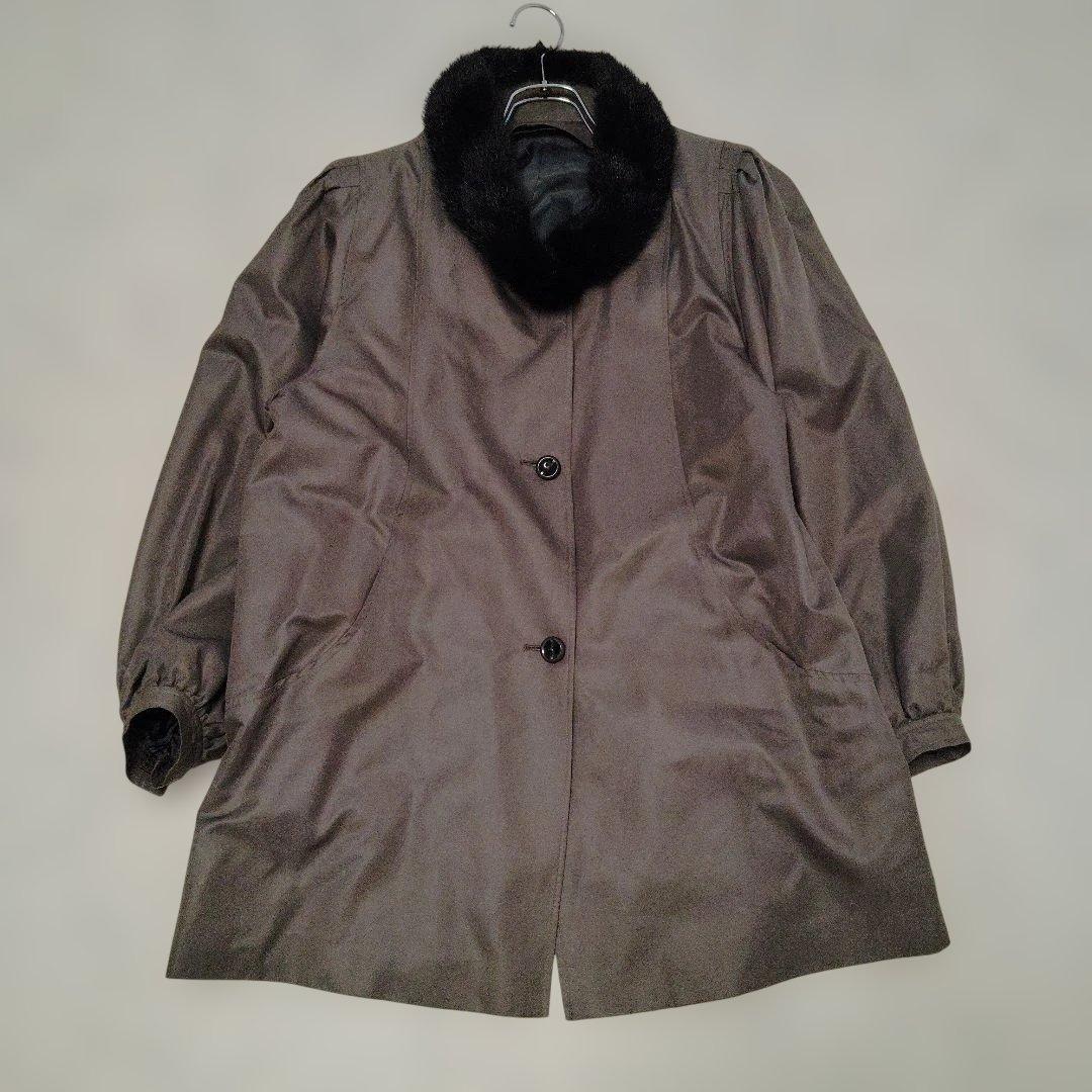 kanebo silk コート ファー付き 絹 シルク L トレンチ アウター