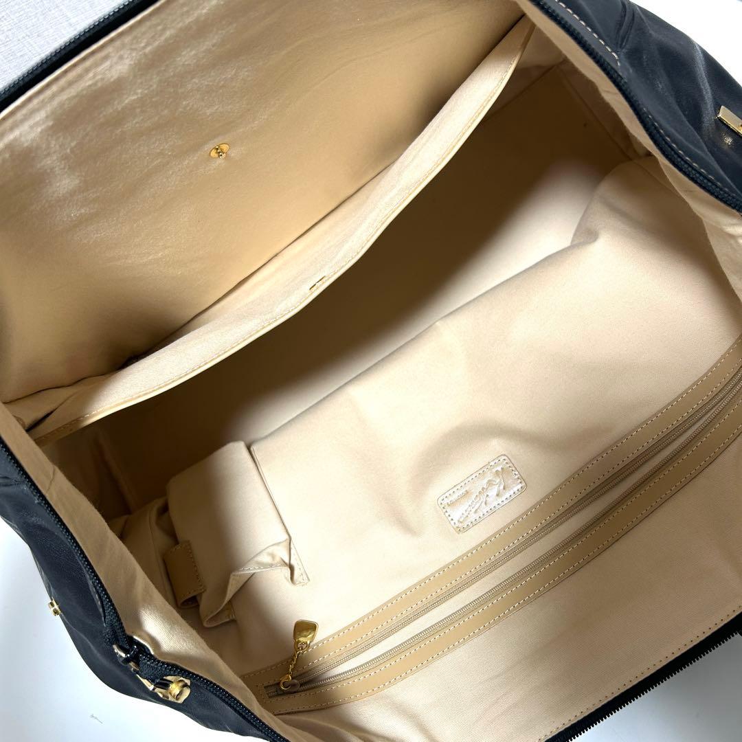 【美品】Kitamura キタムラ レザー ボストンバッグ ブラック 大容量