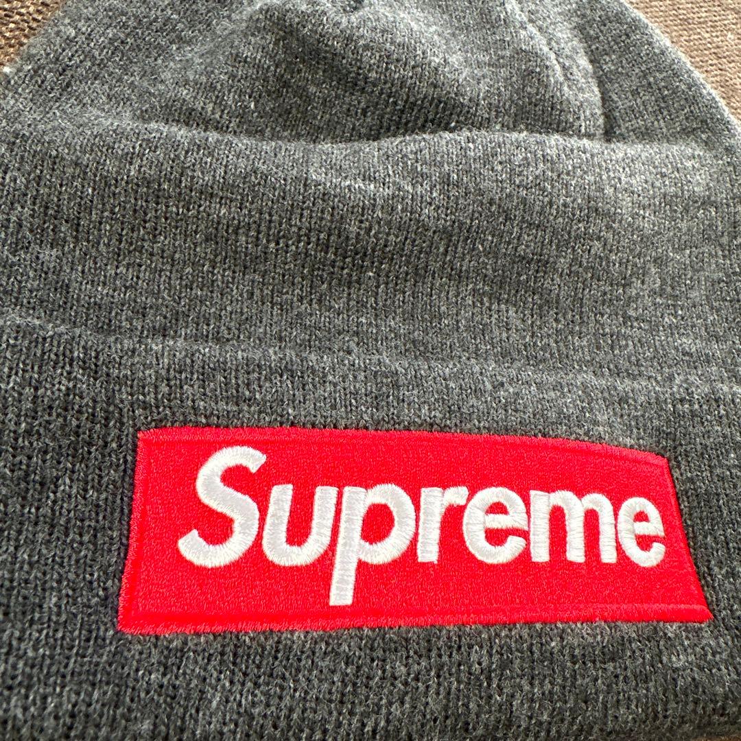 あSupreme☆ニットビーニー帽☆グレー☆未使用品☆正規保証！
