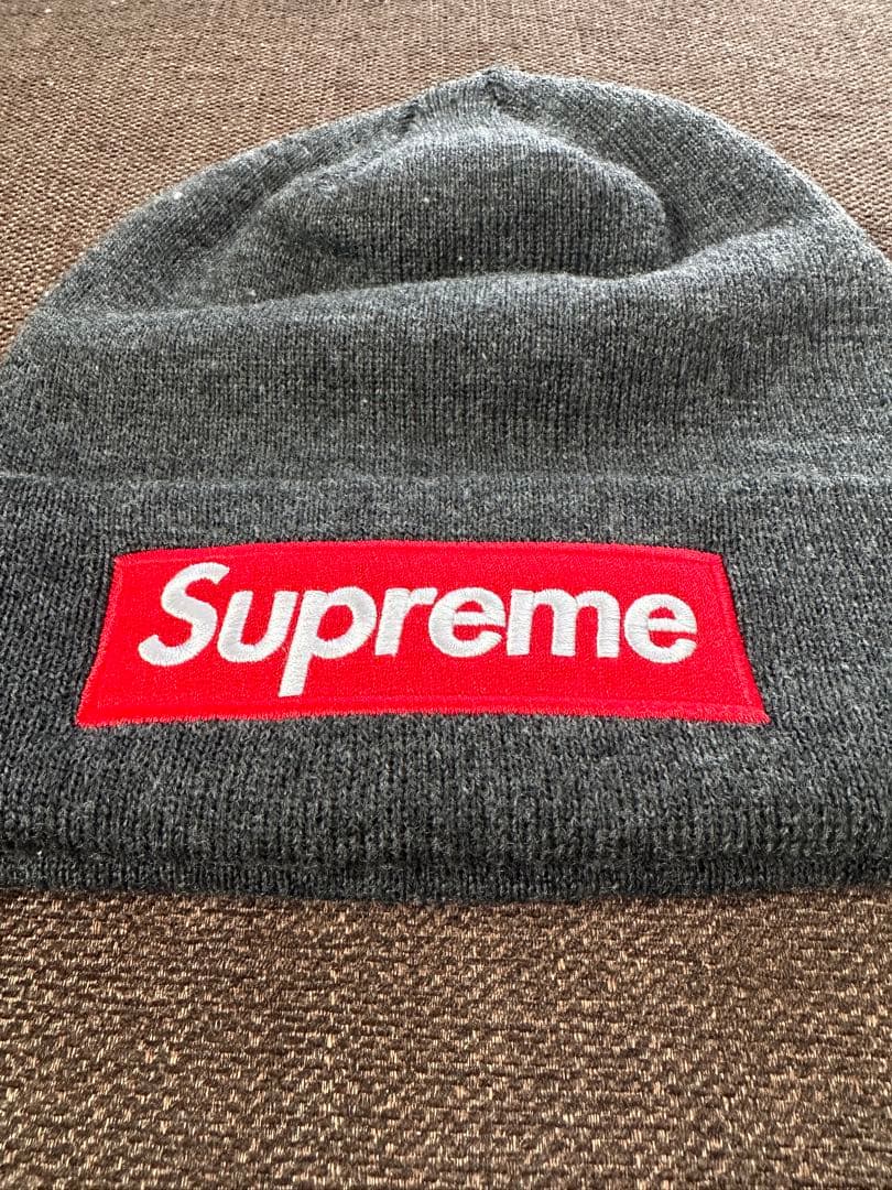 あSupreme☆ニットビーニー帽☆グレー☆未使用品☆正規保証！