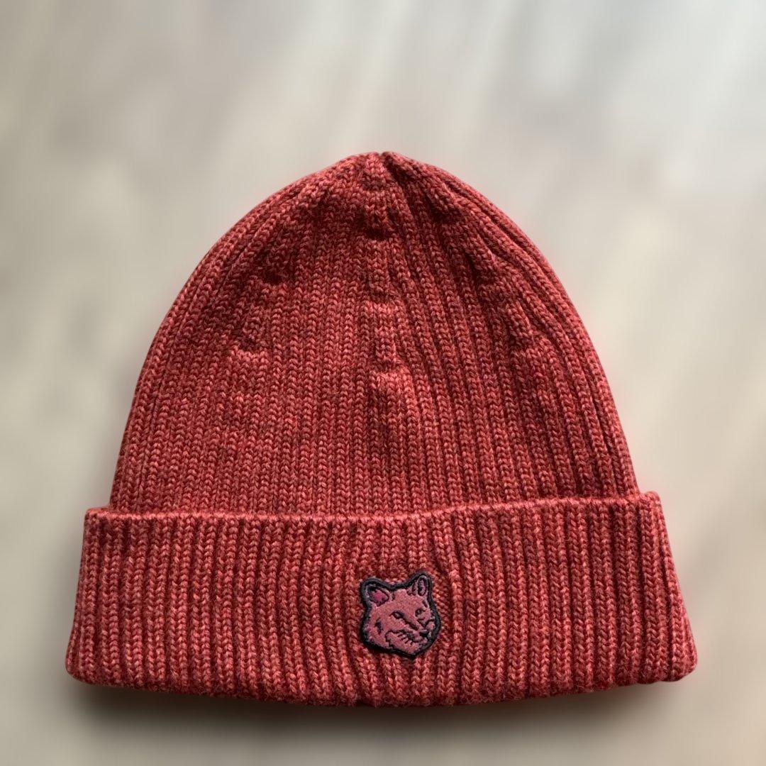 MAISON KITSUNÉ フォックスヘッド　ビーニー　オレンジ　ニット帽