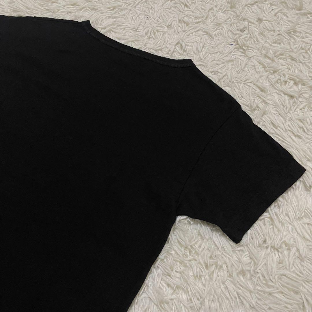 極美品　45rpm ロゴ　ペイント　Tシャツ カットソー　インディゴ染め　綿　黒