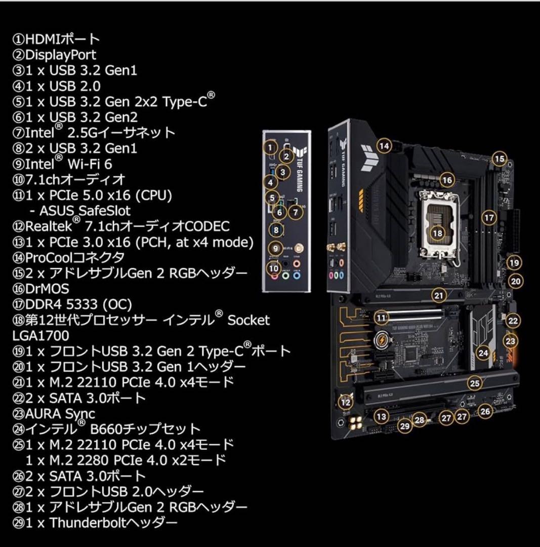 マザーボード ASUS TUF GAMING B660-PLUS WIFI D4