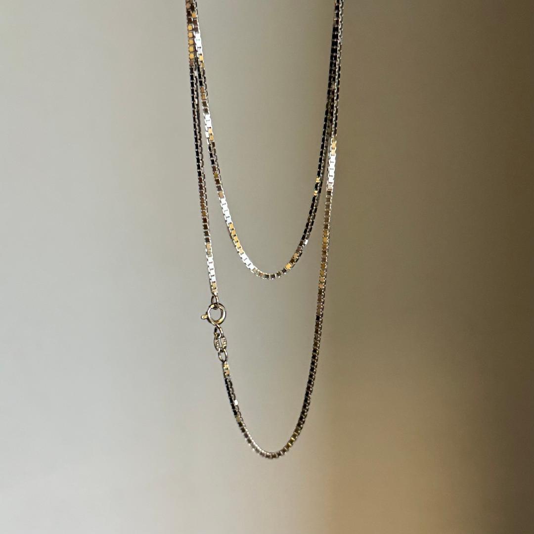 1.5mm／50cm S925プラチナ加工 金アレ対応 ベネチアンチェーン