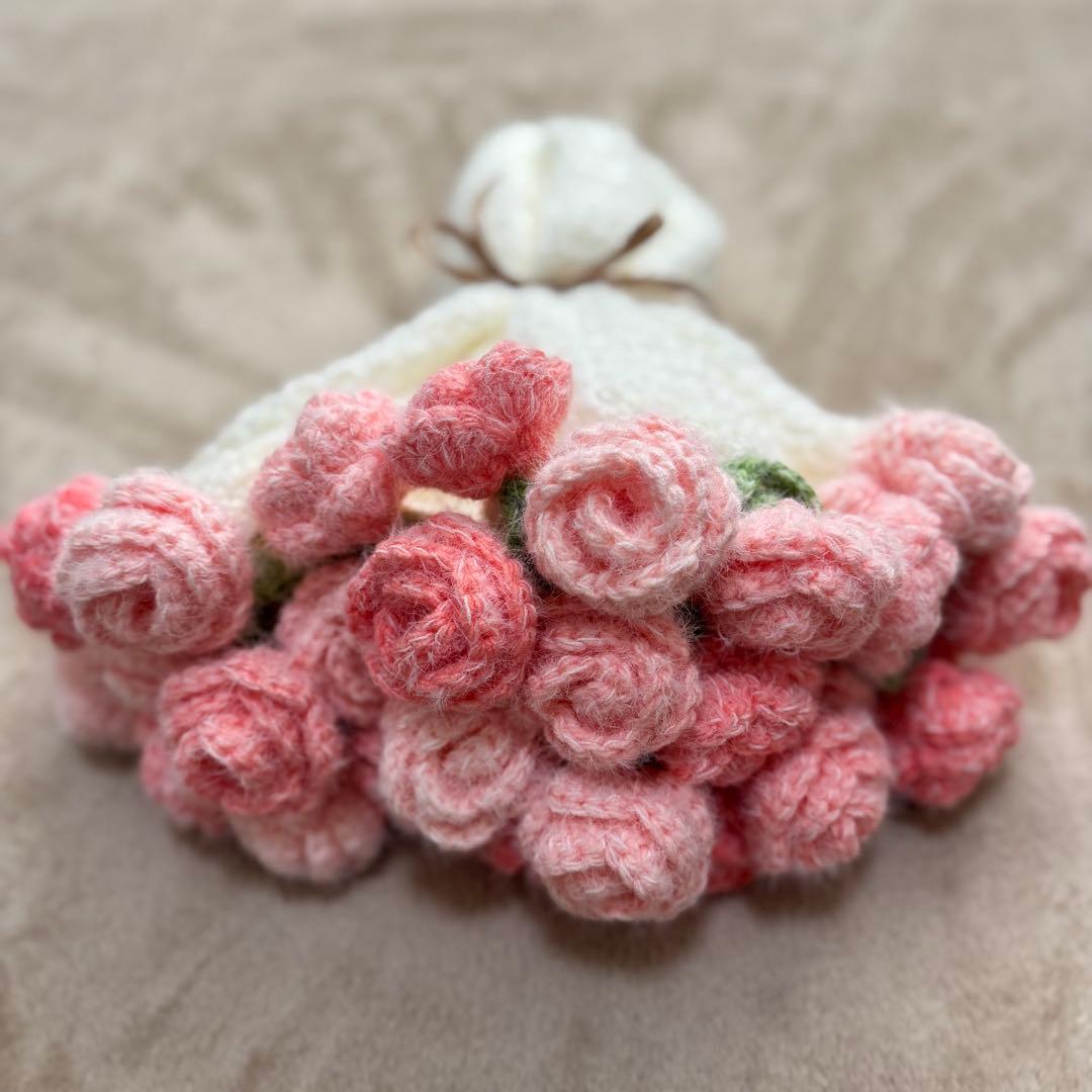 バラ さくらピンク グラデーション 花束ブランケット 85cm ハンドメイド