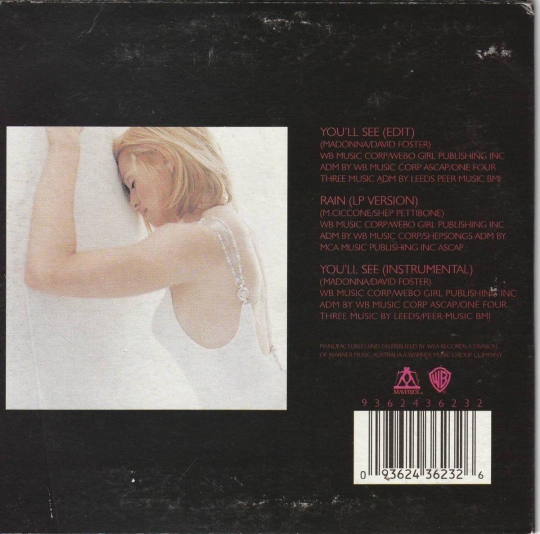 紙ジャケ　マドンナ　You'll See 　オーストラリア盤 CDシングル