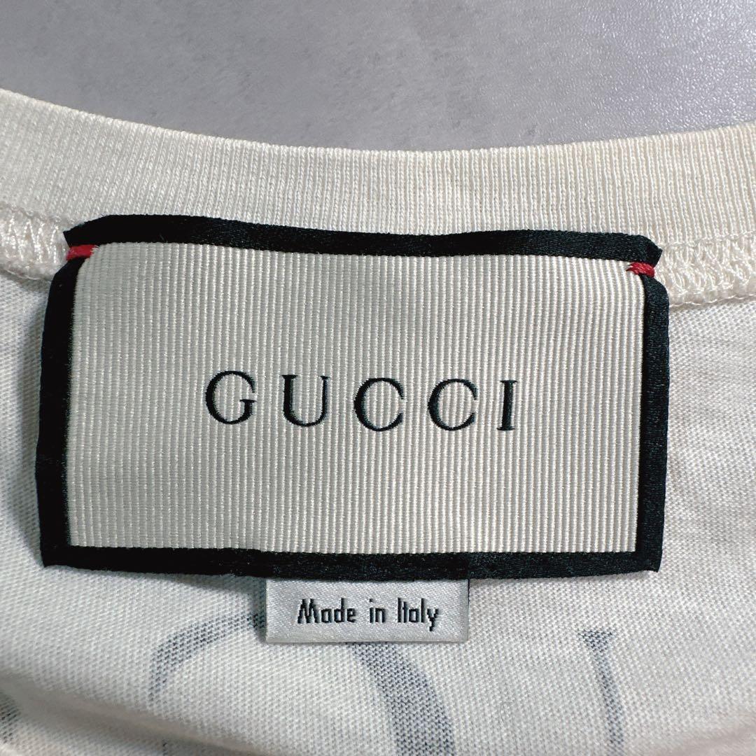 GUCCI　グッチ pussy cat Tシャツ 両面プリントロゴ アイボリー