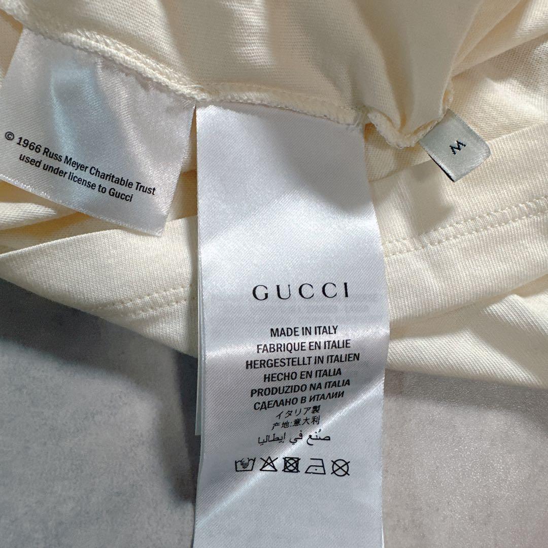 GUCCI　グッチ pussy cat Tシャツ 両面プリントロゴ アイボリー
