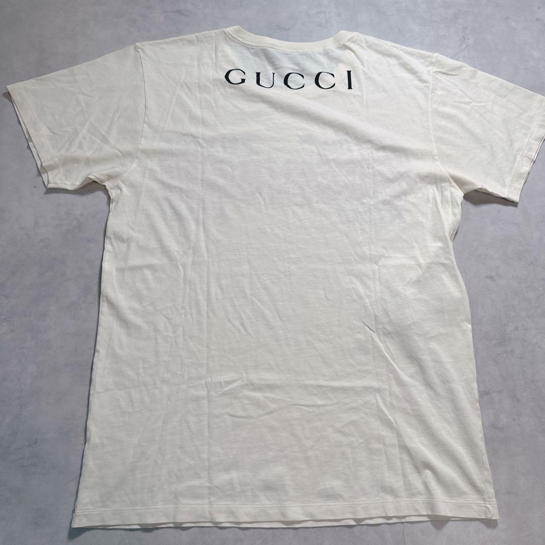 GUCCI　グッチ pussy cat Tシャツ 両面プリントロゴ アイボリー