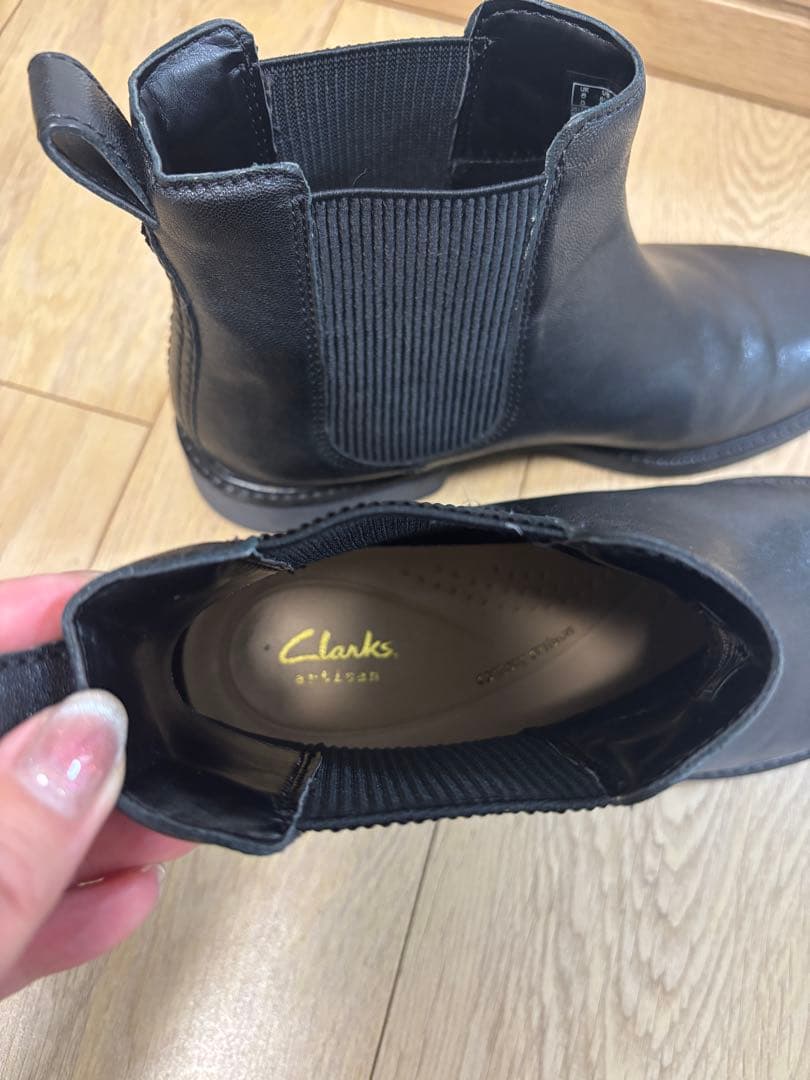 今月末まで出品 クラークスClarks ブラックレザー サイドゴアブーツ25cm