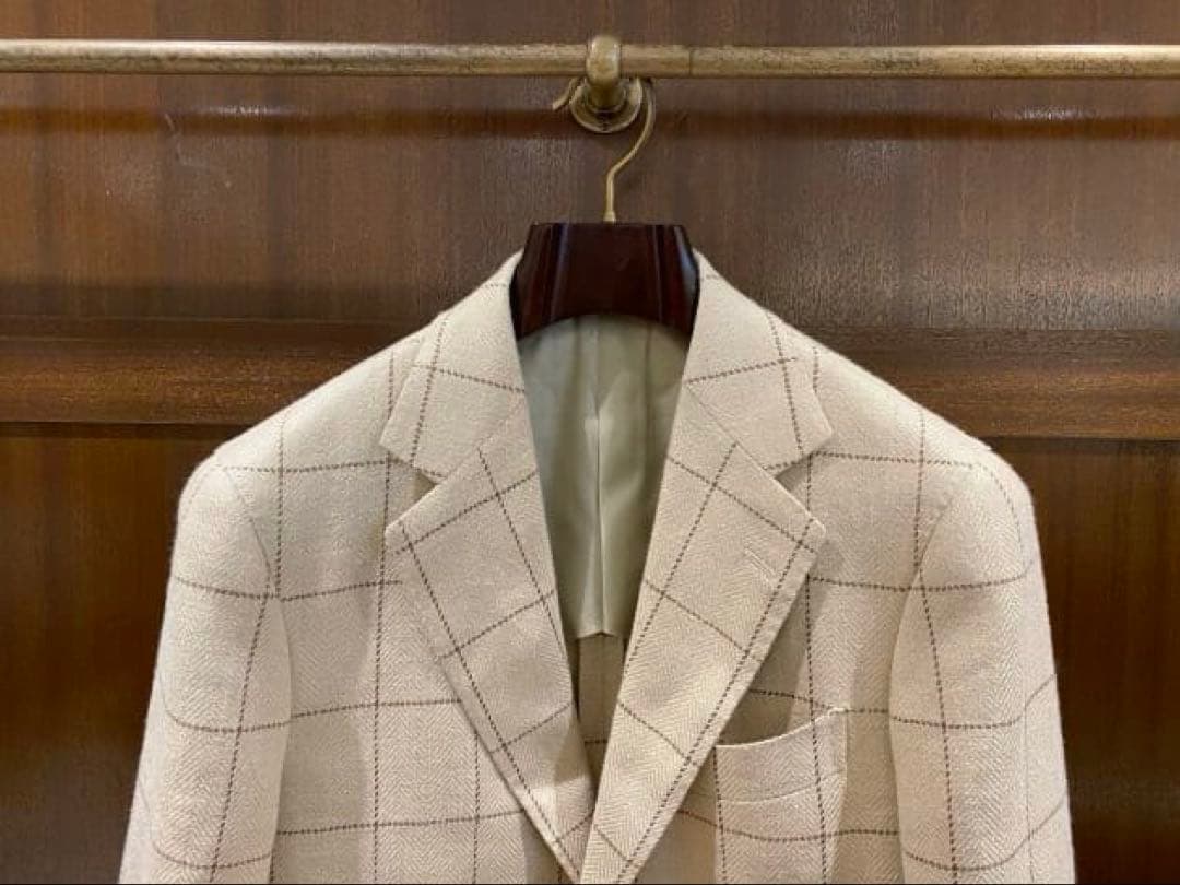BEAMS F /E.THOMAS シルクリネン ウインドウペーン ジャケット