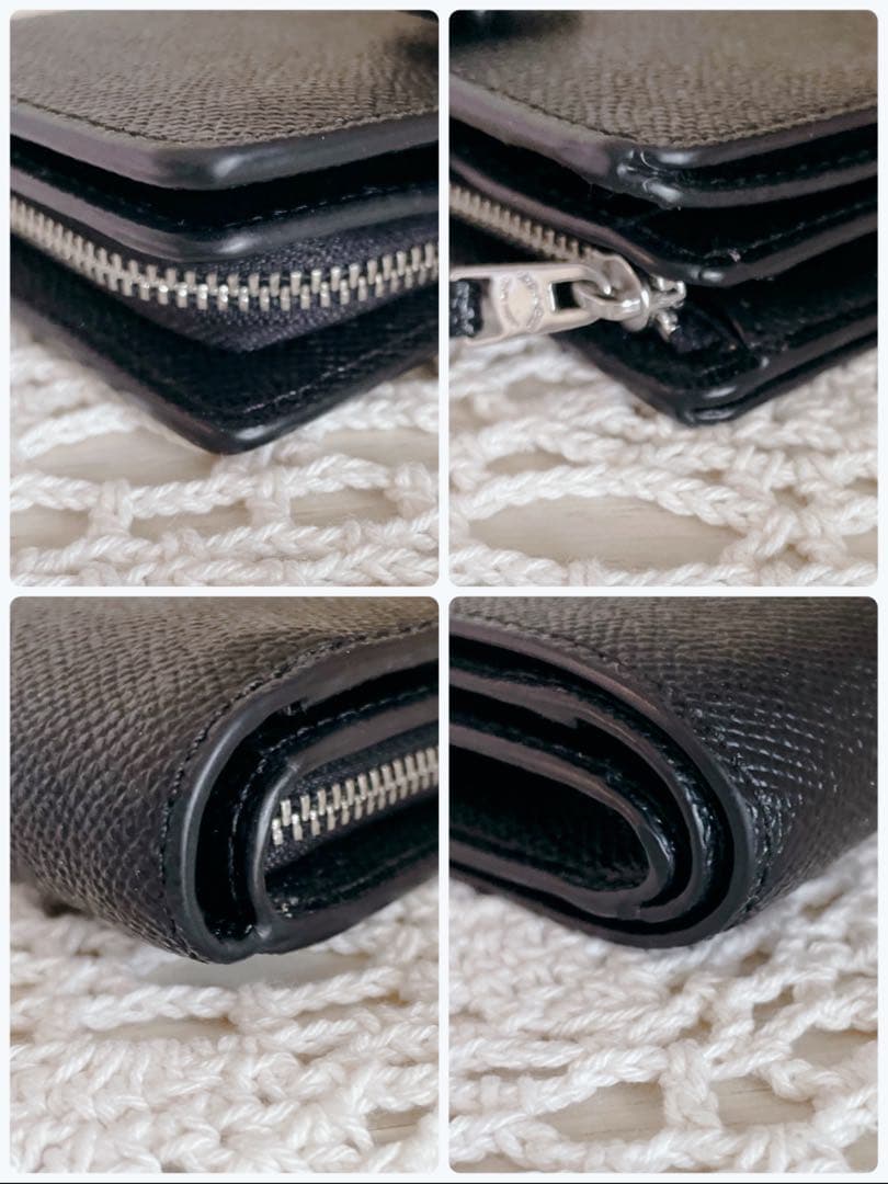極美品　COACH 二つ折り財布　ブラック　レザー
