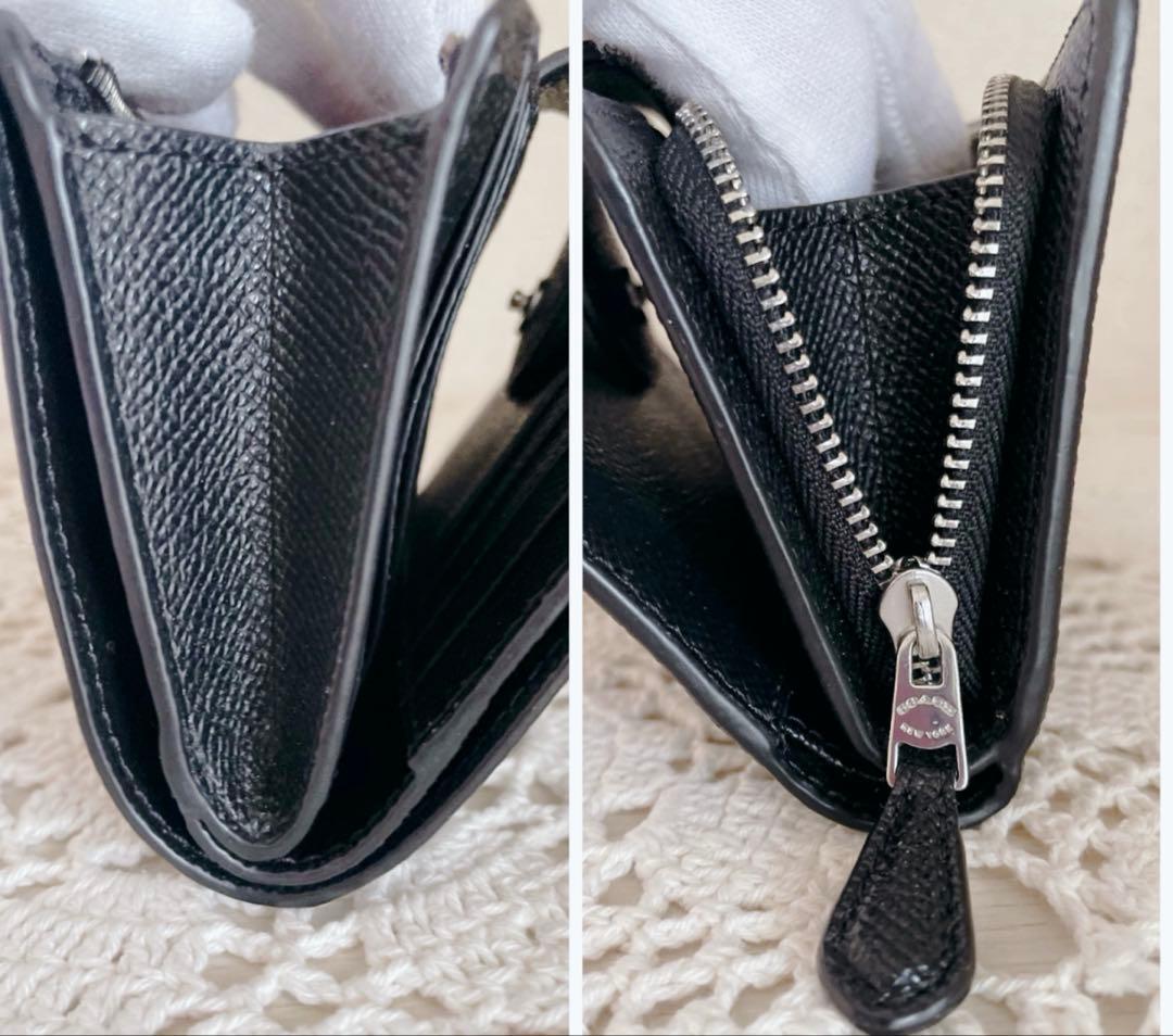 極美品　COACH 二つ折り財布　ブラック　レザー