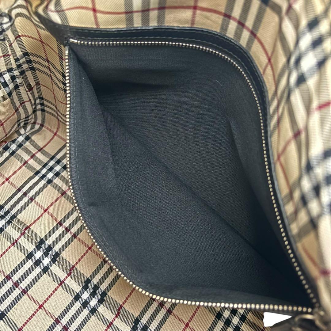 美品 BURBERRY ボストンバッグ レザー ブラック 内側チェック柄