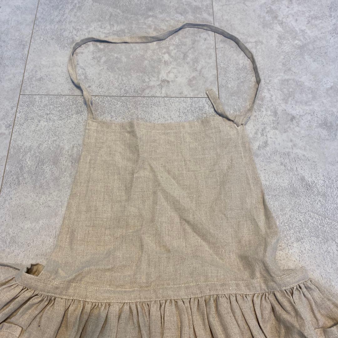 s*mam + 松井志保　エプロン　ワンピース　ハンドメイド　リネン　ベージュ