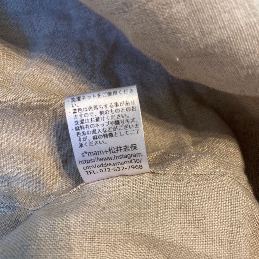 s*mam + 松井志保　エプロン　ワンピース　ハンドメイド　リネン　ベージュ