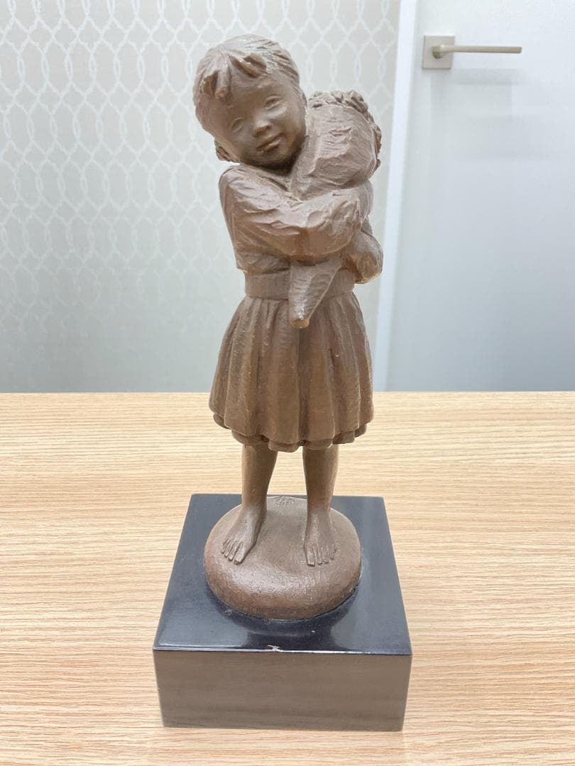 ブロンズ像 加藤豊作 花束を持つ少女 ヴィンテージ 刻印 彫刻