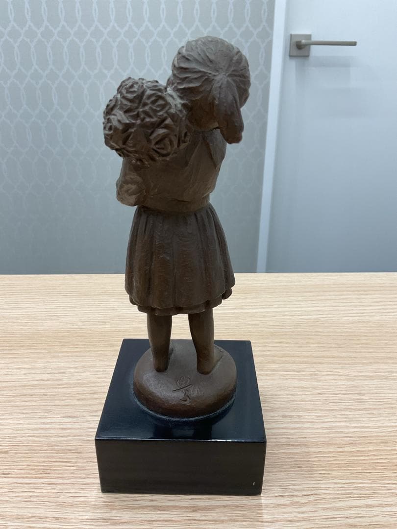 ブロンズ像 加藤豊作 花束を持つ少女 ヴィンテージ 刻印 彫刻