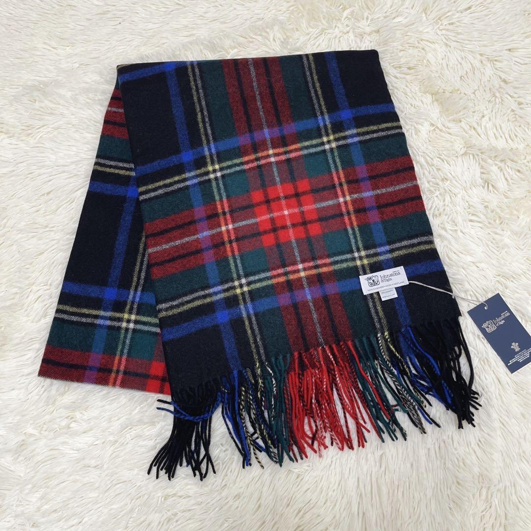 新品 ジョンストンズ カシミヤ100％ 大判ストール ブラックスチュアート