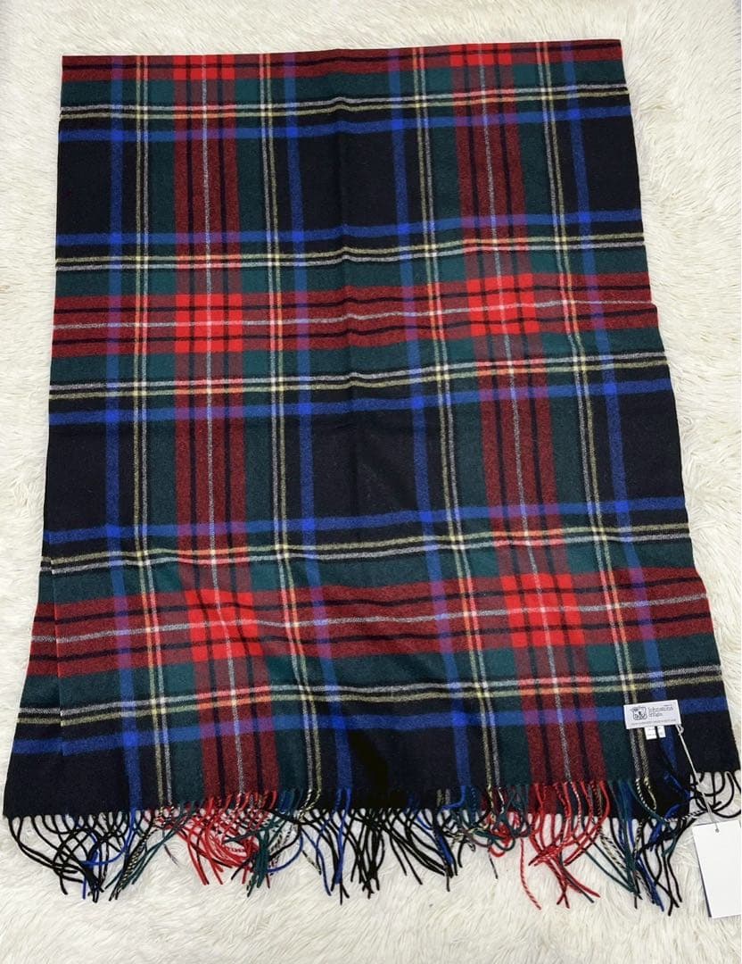 新品 ジョンストンズ カシミヤ100％ 大判ストール ブラックスチュアート