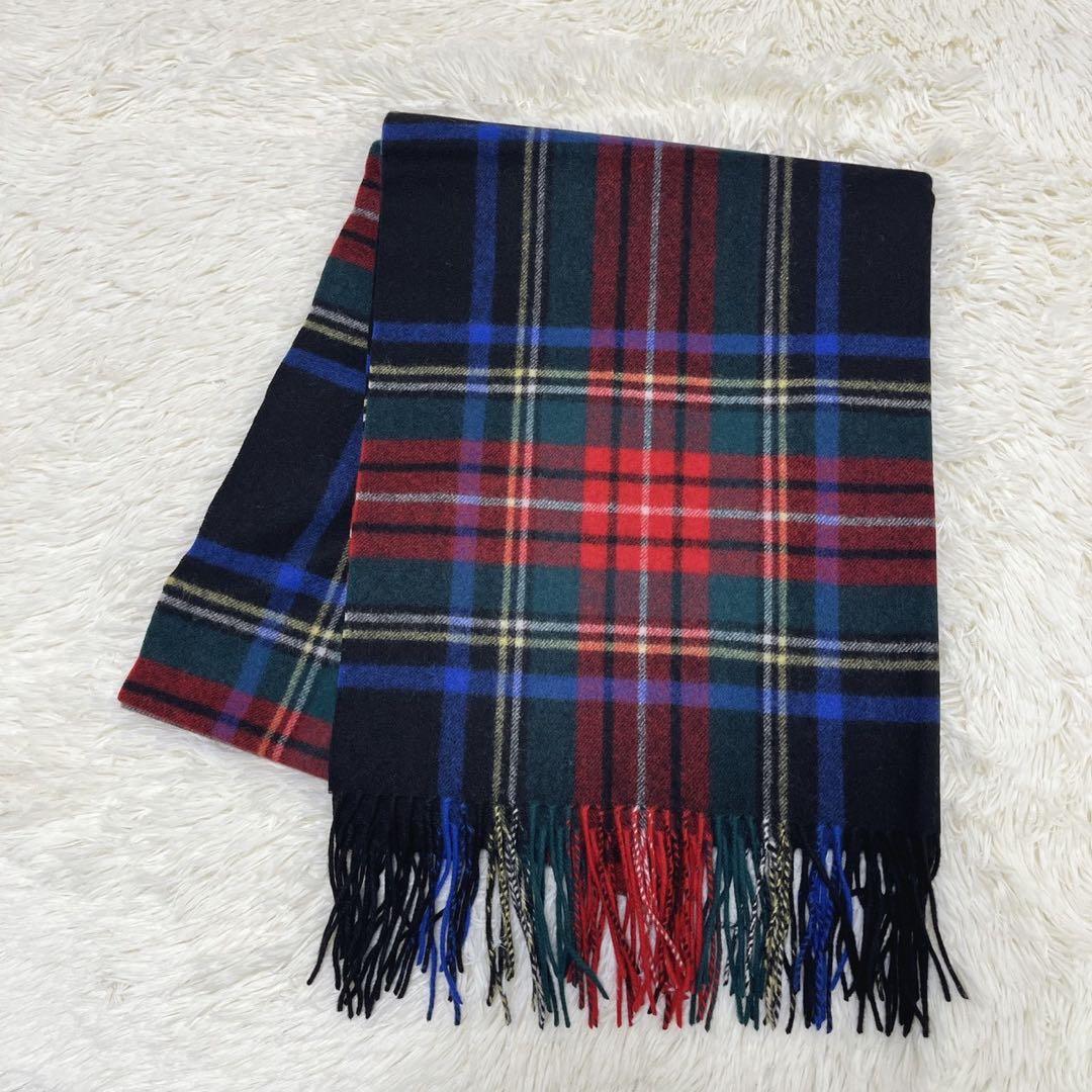 新品 ジョンストンズ カシミヤ100％ 大判ストール ブラックスチュアート