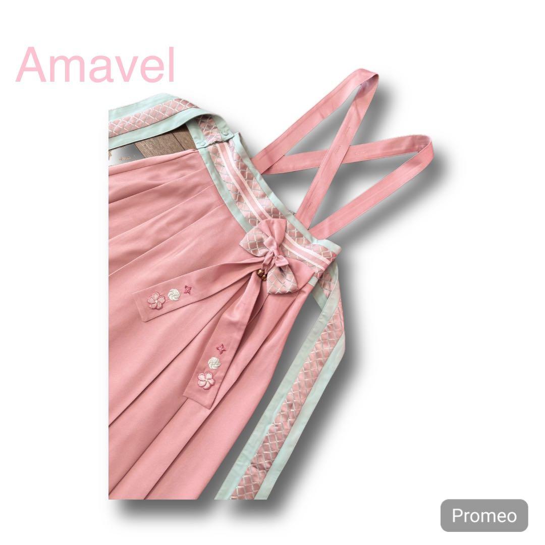 【極美品/付属品完備】Amavel 春花便りのお茶会 和風スカート（ピンク）