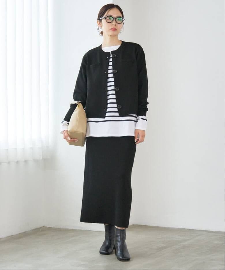 今期新作25AW・新品★IENA　スーパーファインスムースクルーカーディガン　黒