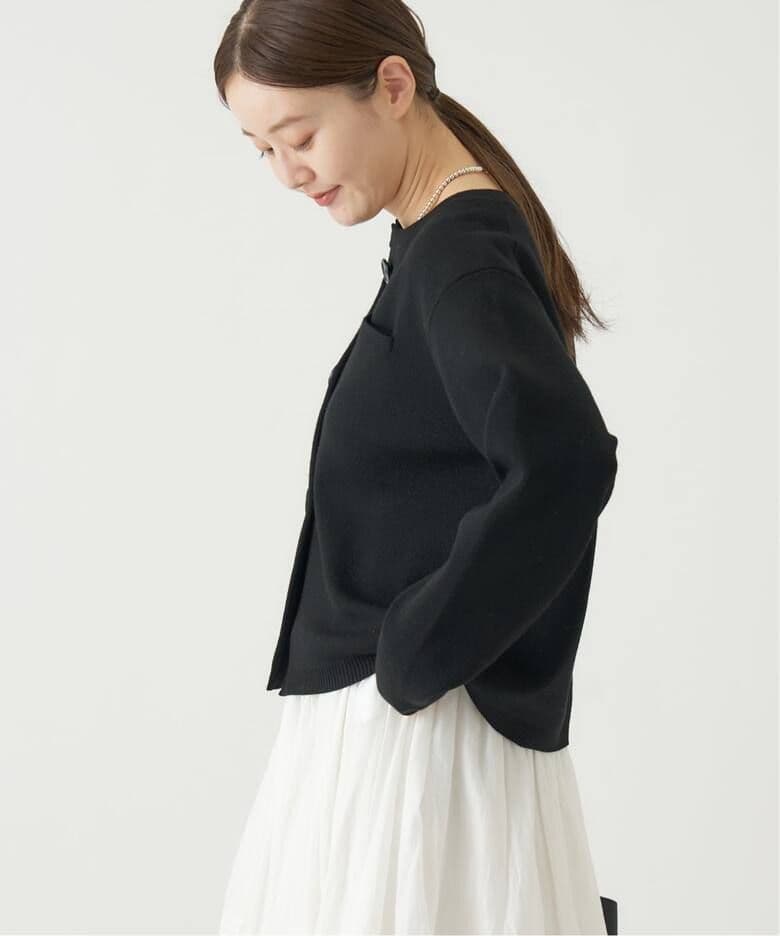 今期新作25AW・新品★IENA　スーパーファインスムースクルーカーディガン　黒