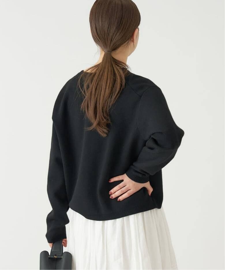 今期新作25AW・新品★IENA　スーパーファインスムースクルーカーディガン　黒